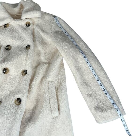 NWT Rachel Parcel Long Ivory Faux Fur Trench Coat | Size Small Elegant Winter - Picture 10 of 11